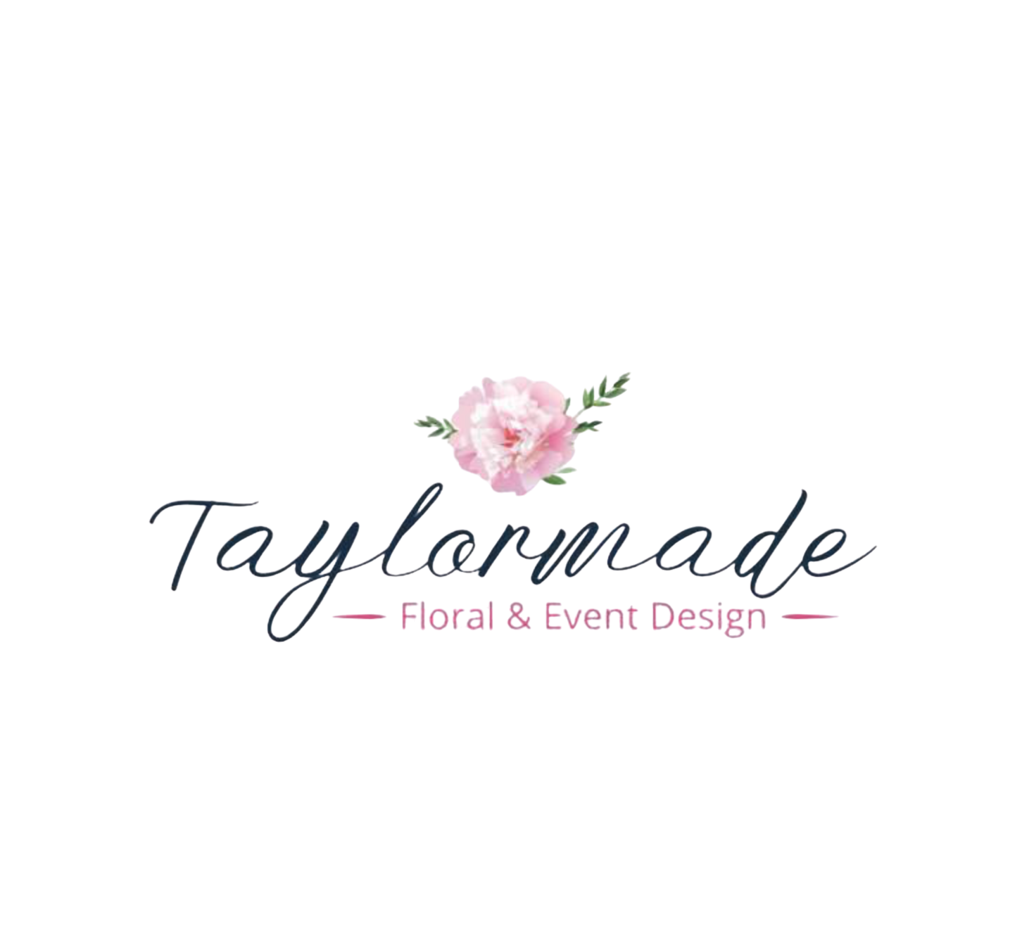 Elegant pink floral logo design for Taylormade Floral & Event Design featuring delicate watercolor flowers and text.