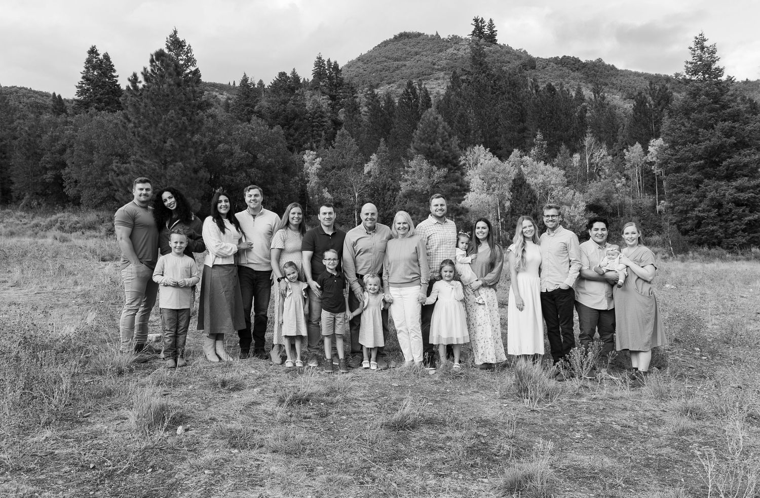 Extended family photo at Tibble Fork Reservoir, Utah