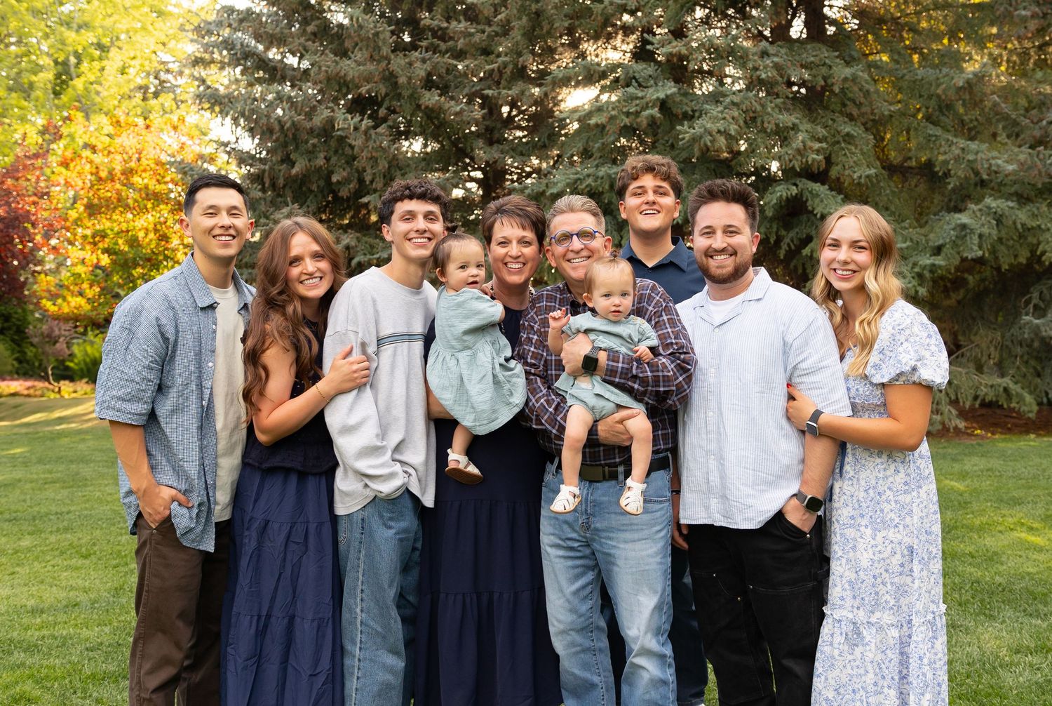 Family photo including grandparents, children, and grandchildren in Rexburg, Idaho