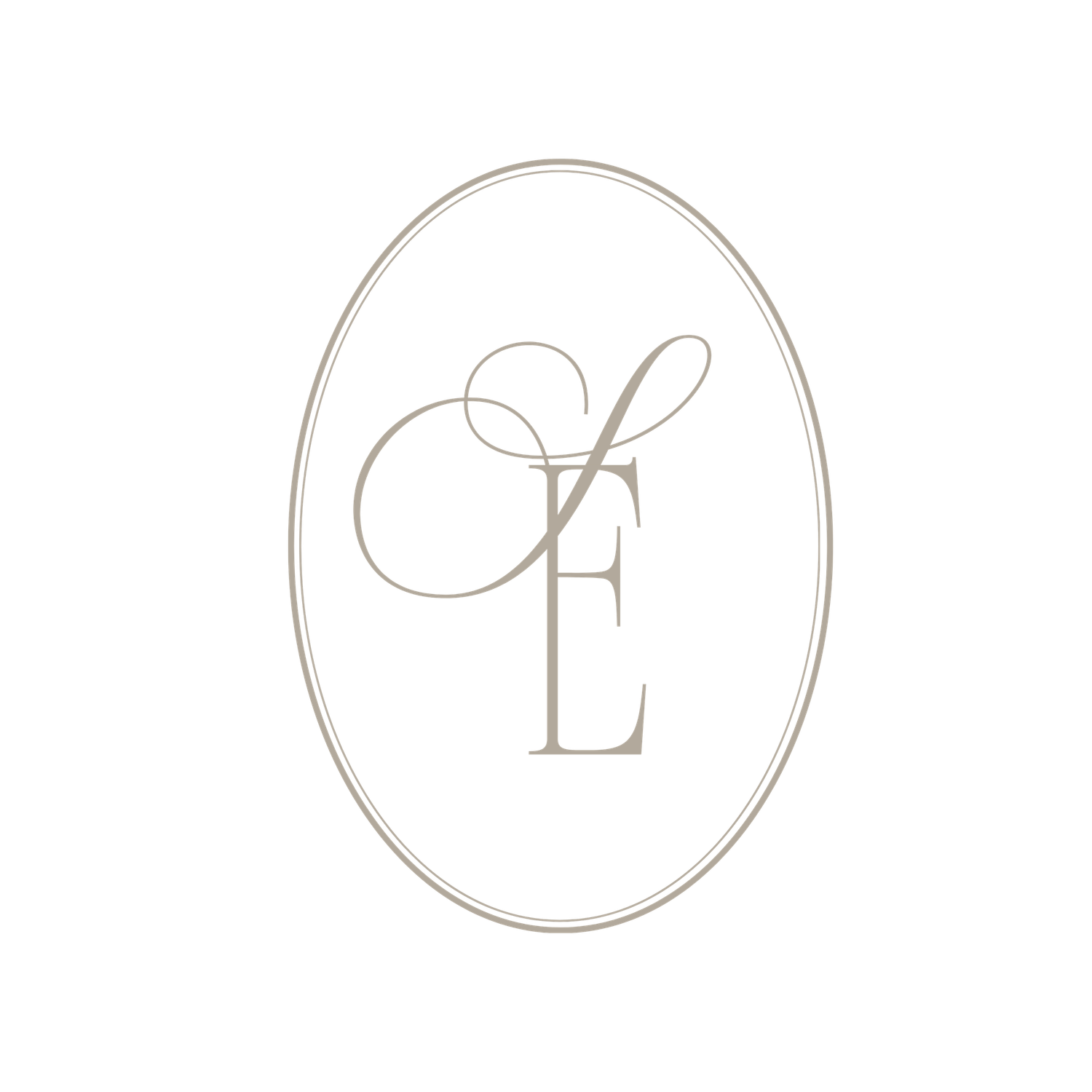 Circular monogram logo designs in light gray with elegant serif letters arranged in a minimalist style soulful escapes co seniors weddings