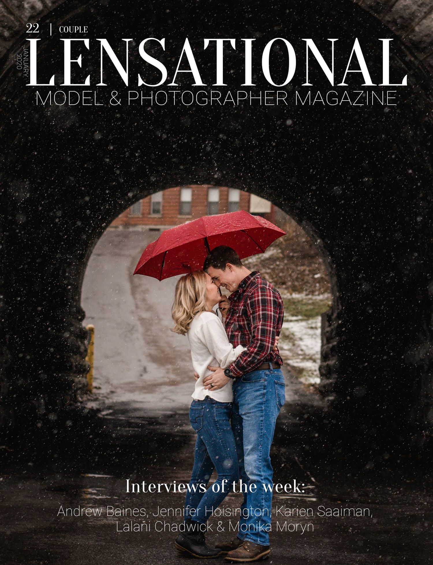 Editorial spread from Lensational magazine showing romantic photography.
