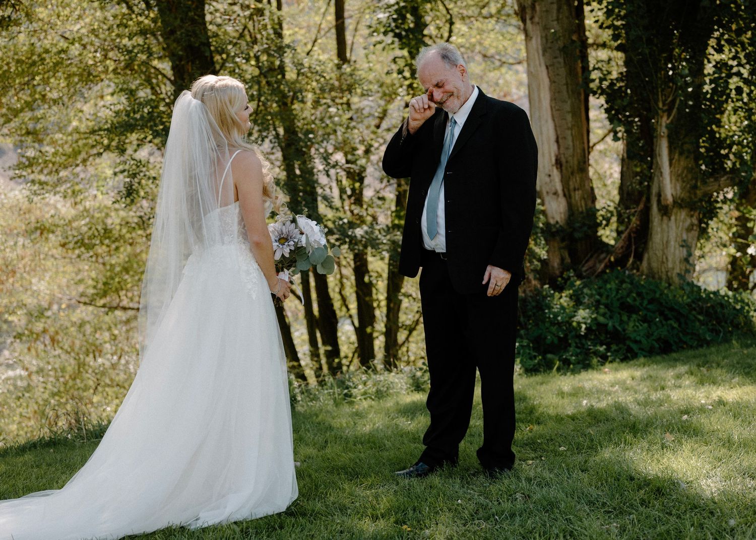 First look with brides dad