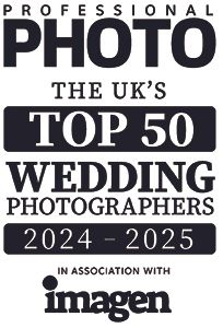 Professional Photo logo for UK's Top 50 Wedding Photographers 2024-2025 award in association with Imagen.