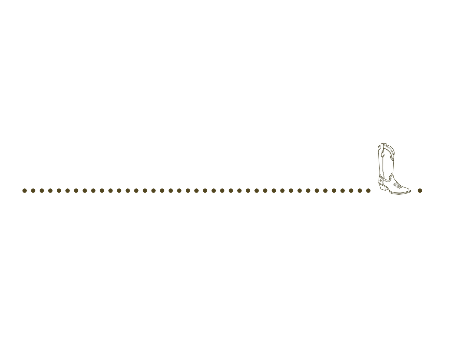 A minimalist illustration of a dotted line with a small boot icon at the end.