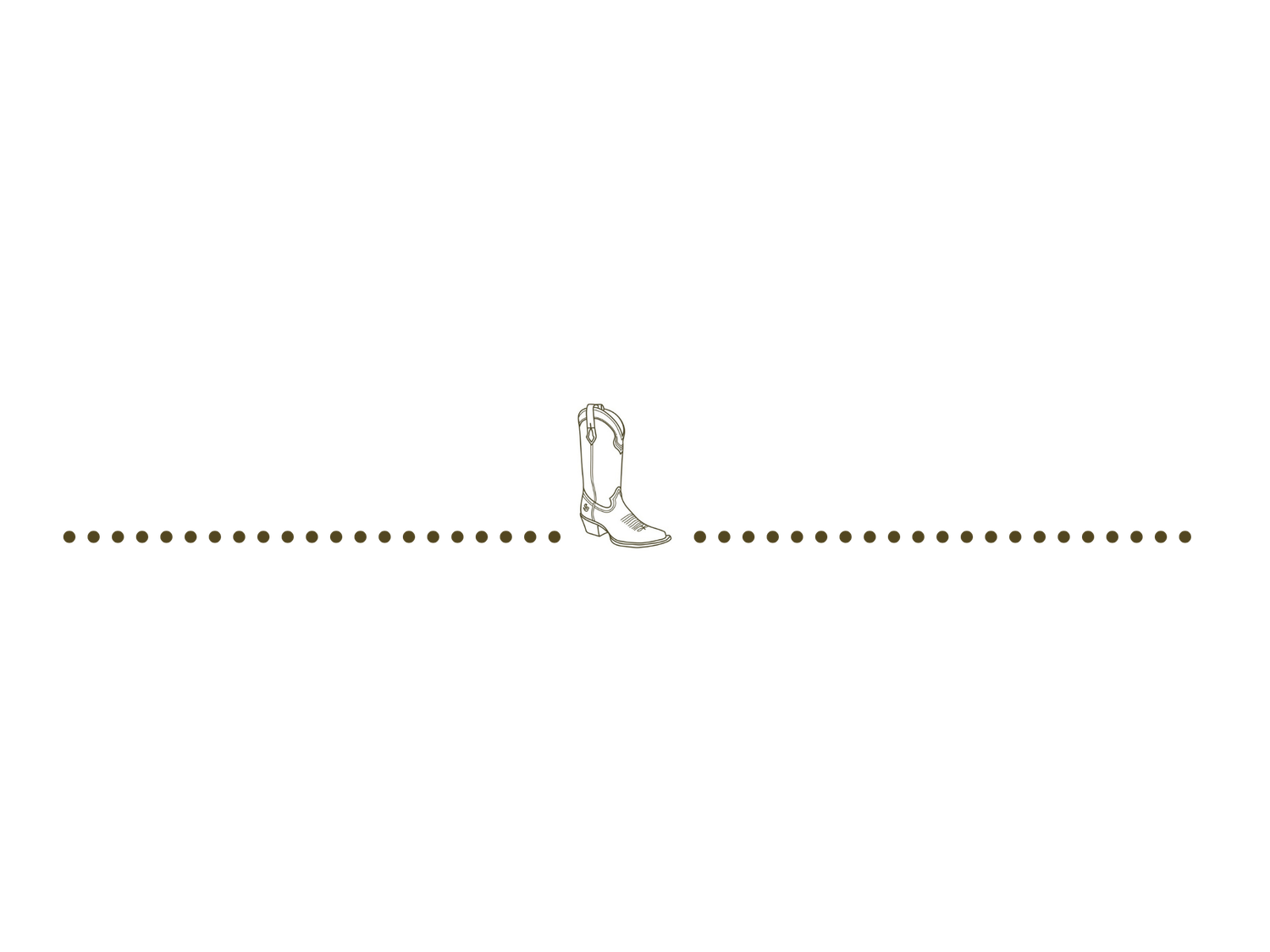 Decorative divider line with a small boot or shoe illustration in the center between dotted lines.