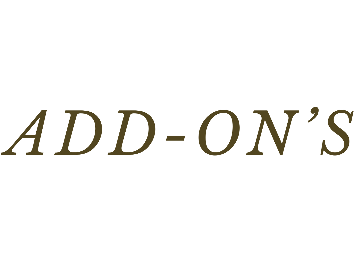 Text reading 'ADD-ON'S' in a classic serif typeface on a plain background.