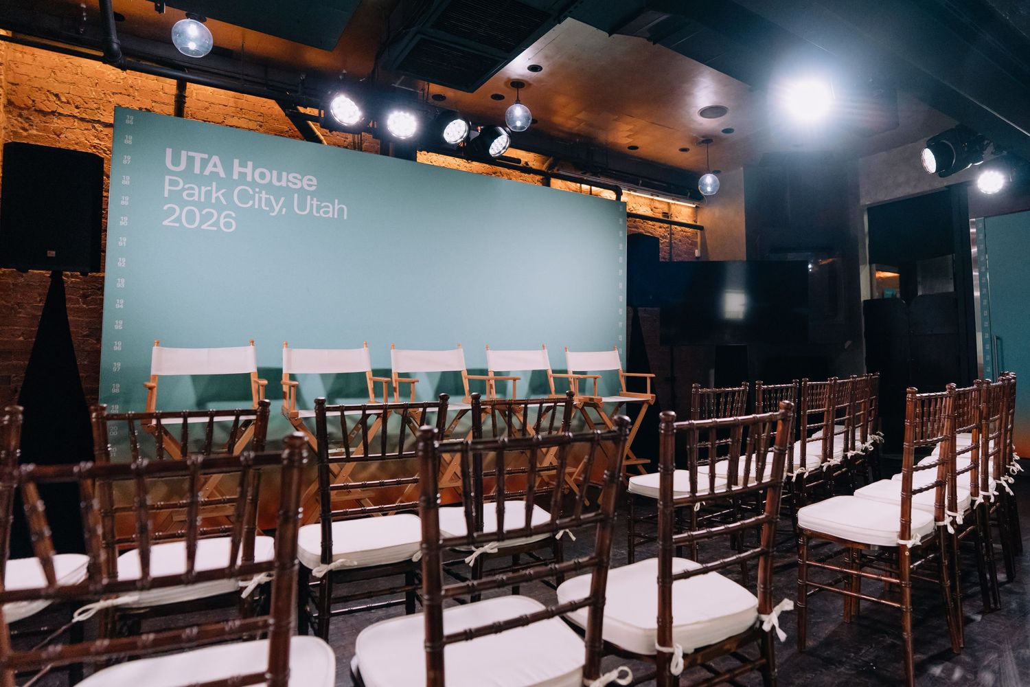 An image of a sundance panel for filmmakers to interact with each other and an audience. photographed at the UTA house at Sundance film fest