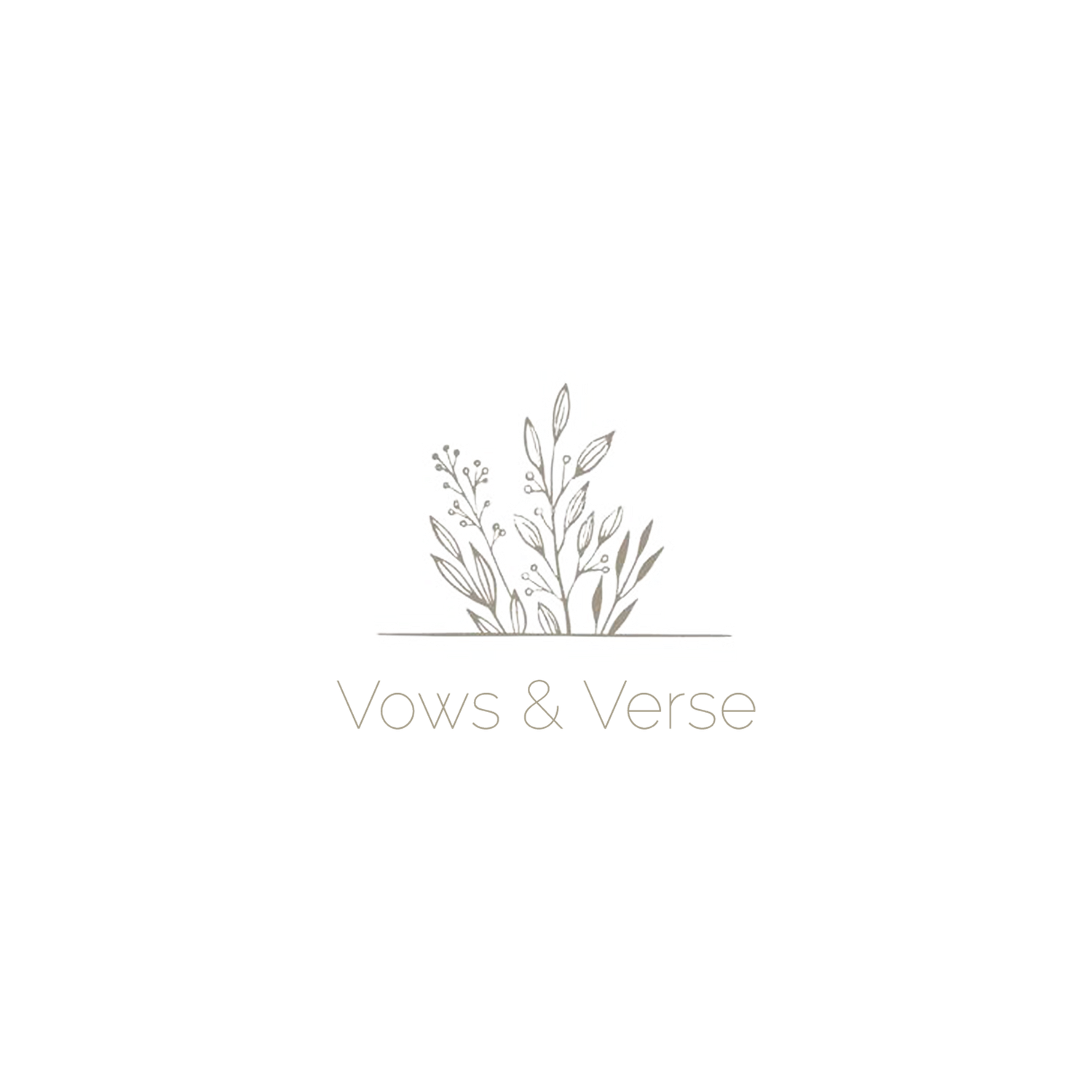 Minimalist logo design featuring hand-drawn floral illustration in black and white.