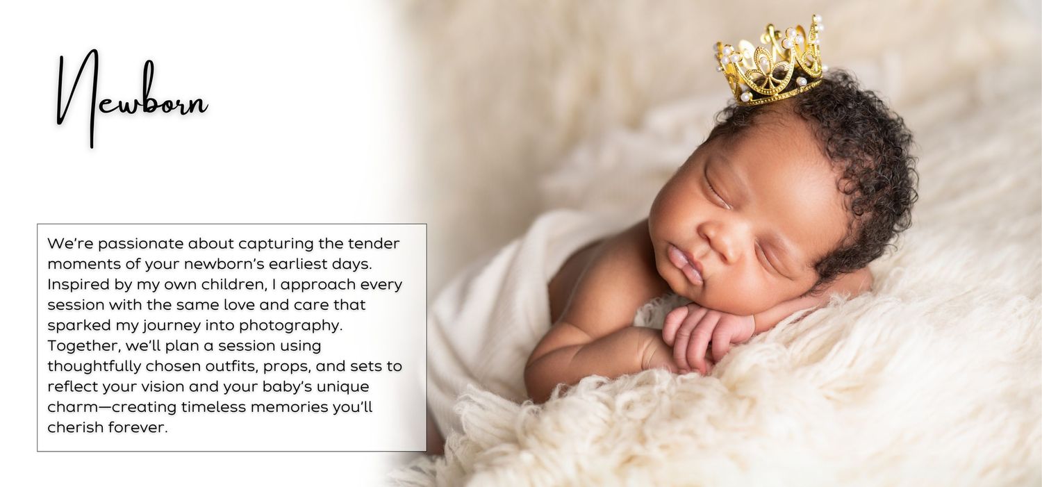 A collage of black and white photos showing a newborn baby photo session with soft blankets and neutral tones.