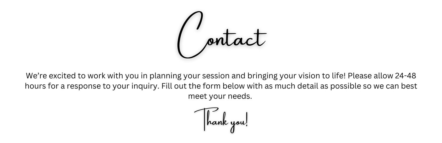 A minimalist contact form header in elegant cursive font with brief text about response time expectations.