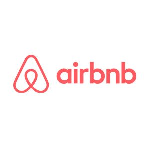 Airbnb company logo with coral red color scheme and belo icon.