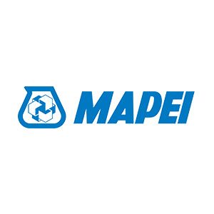 Mapei logo featuring a blue stylized recycling symbol with three arrows and the company name in capital letters.