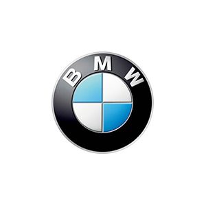 BMW iconic circular logo with blue and white quadrants and silver border.