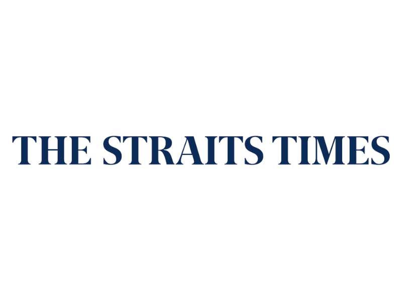 The Straits Times newspaper masthead logo in dark blue text against a white background.