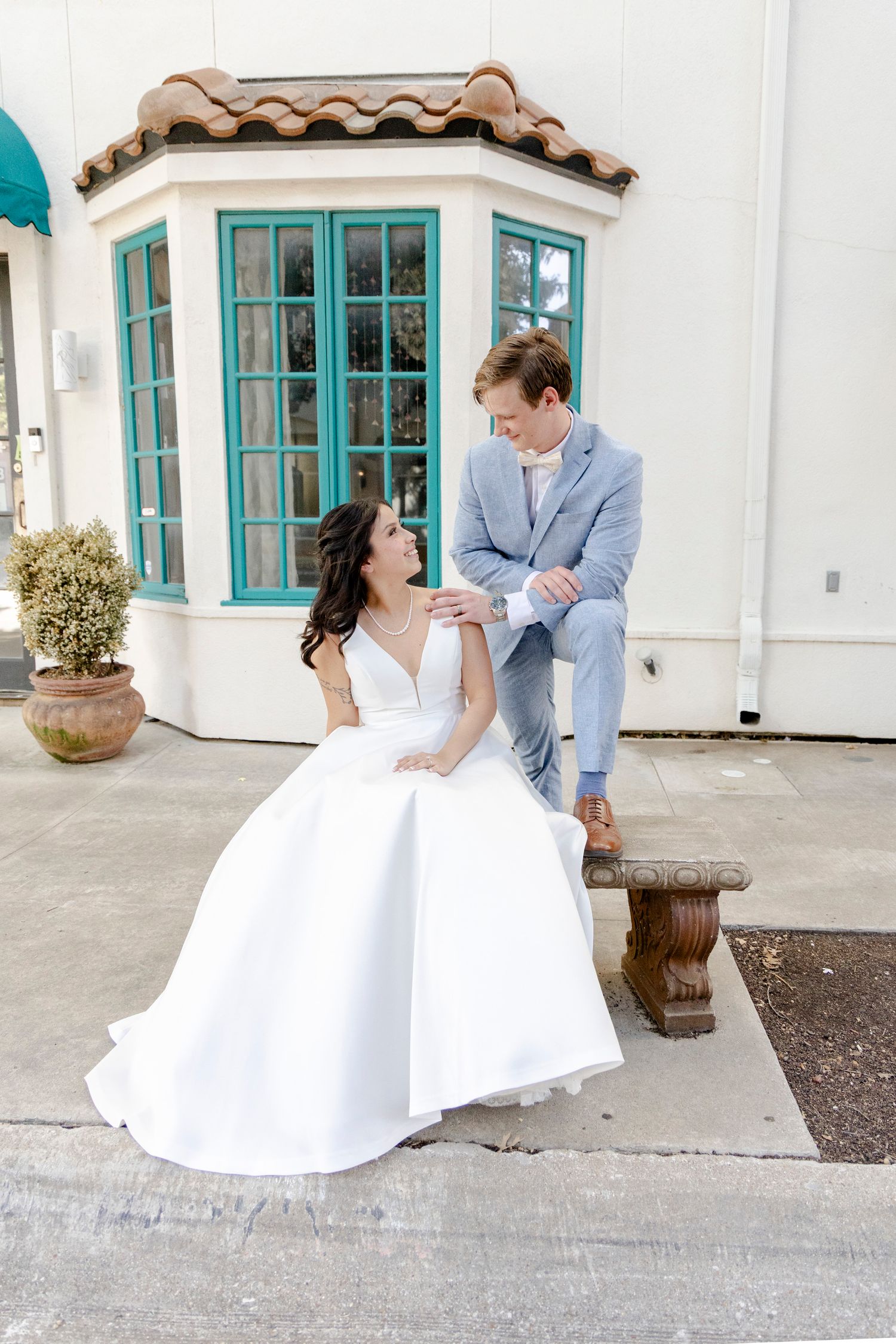 Romantic couple portraits during sunset at an Austin luxury wedding.