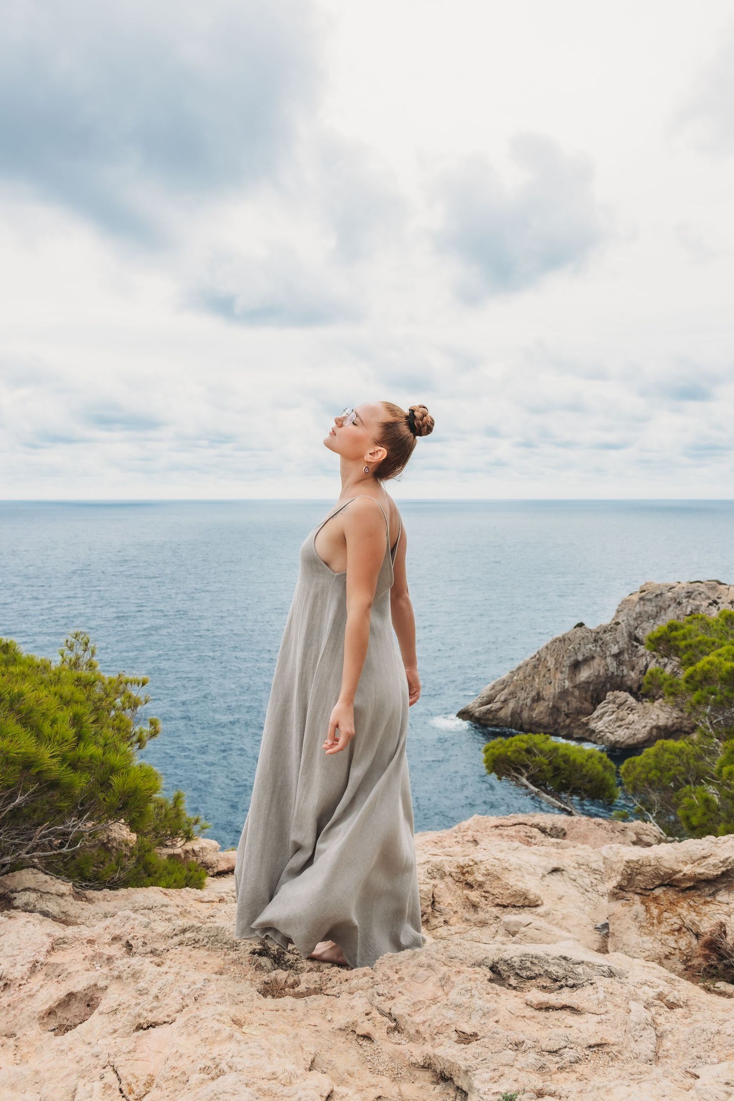 Mallorca - Capdepera Lighthouse fashion editorial for Linen clothing brand.
