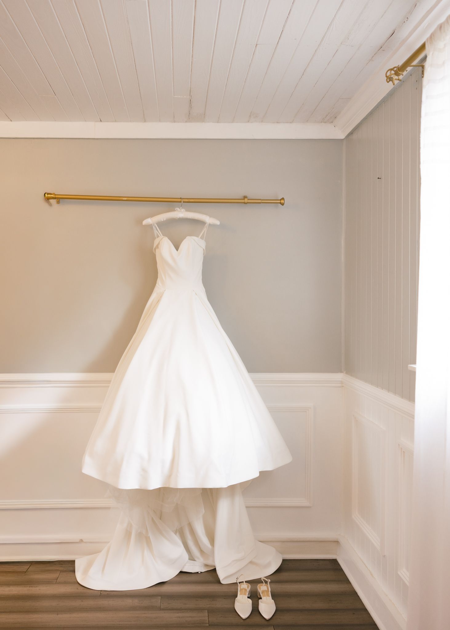 Wedding dress details at Wake Forest North Carolina wedding photography candid and documentary