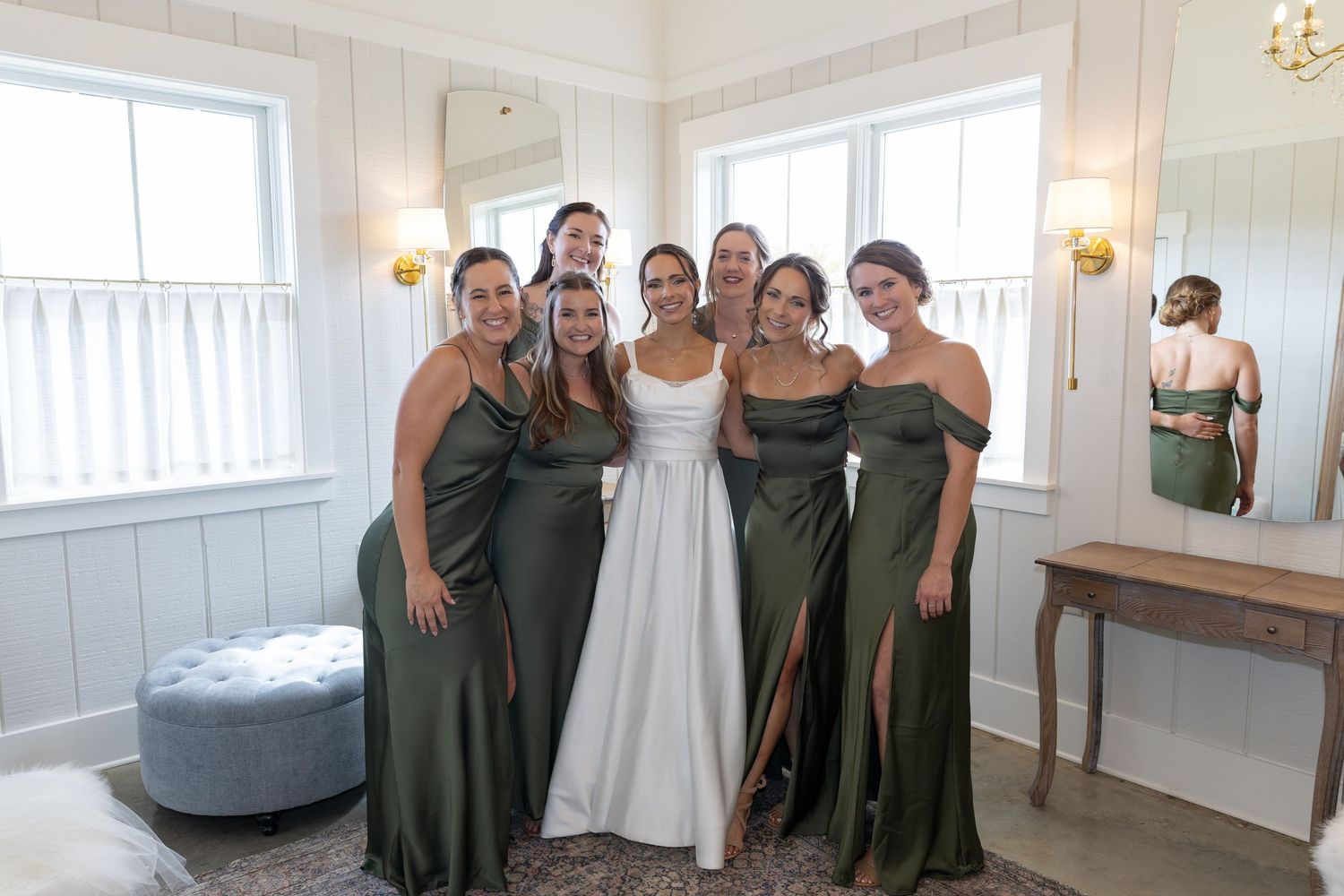 Bridesmaids portraits at Tiffin Farm Barn Charlottesville VA wedding photography editorial and candid style