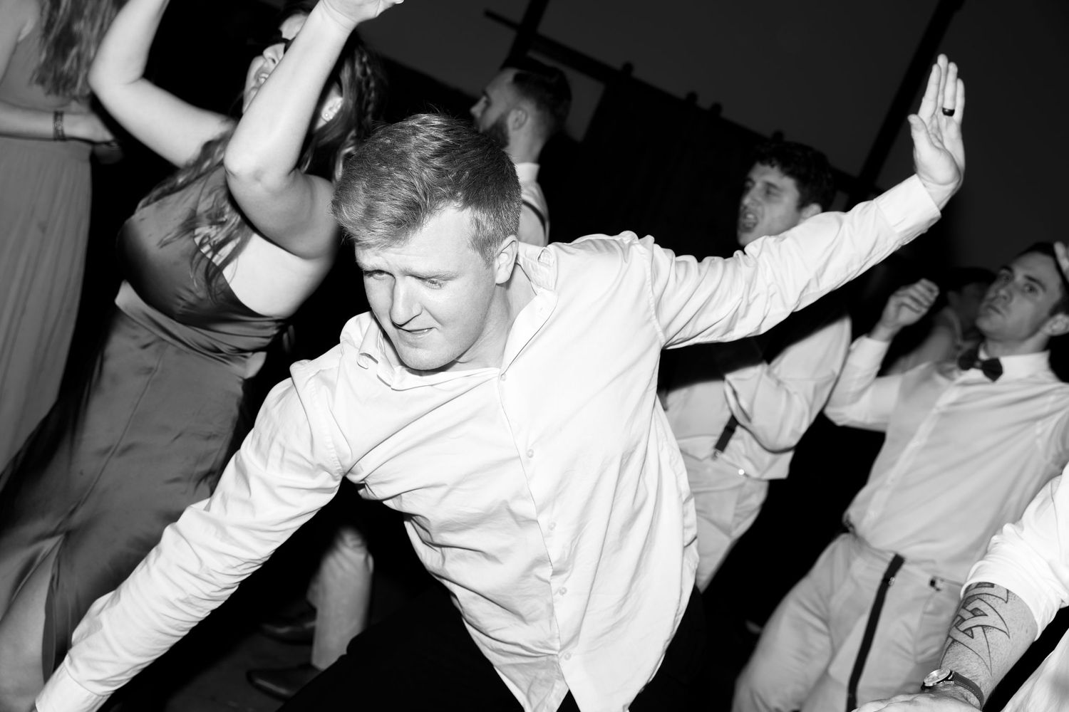 Fun reception dancing at Tiffin Farm Barn, Charlottesville Virginia, candid and joyful wedding photography