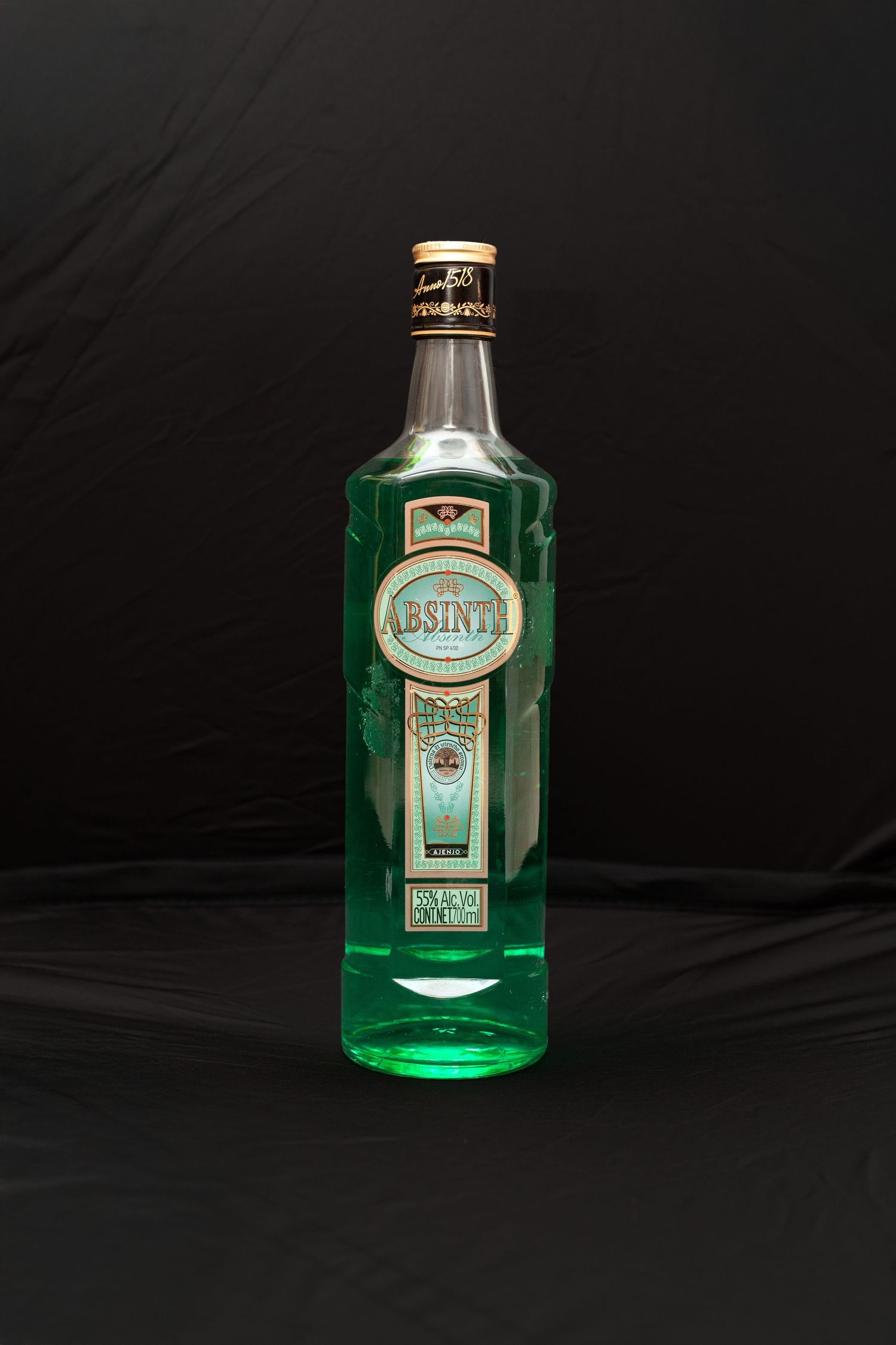 Absinthe bottle product photography. Elegant, bold, and ready to ignite creativity in every cocktail experience Absinth