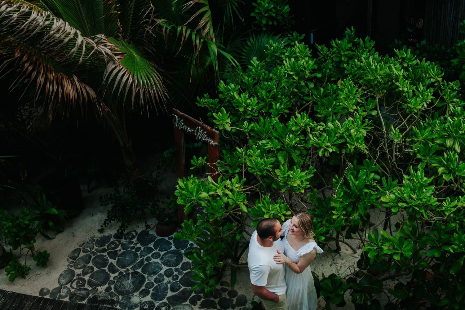 Honeymoon garden session by the sea at sunrise. Grateful to the hotel for this unique tropical location.