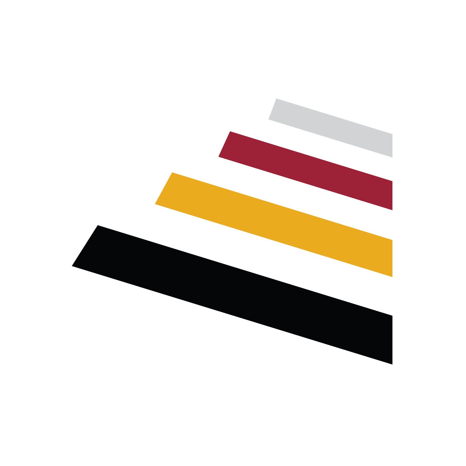 Minimalist stripe pattern design in black, red, yellow, and white horizontal bands.
