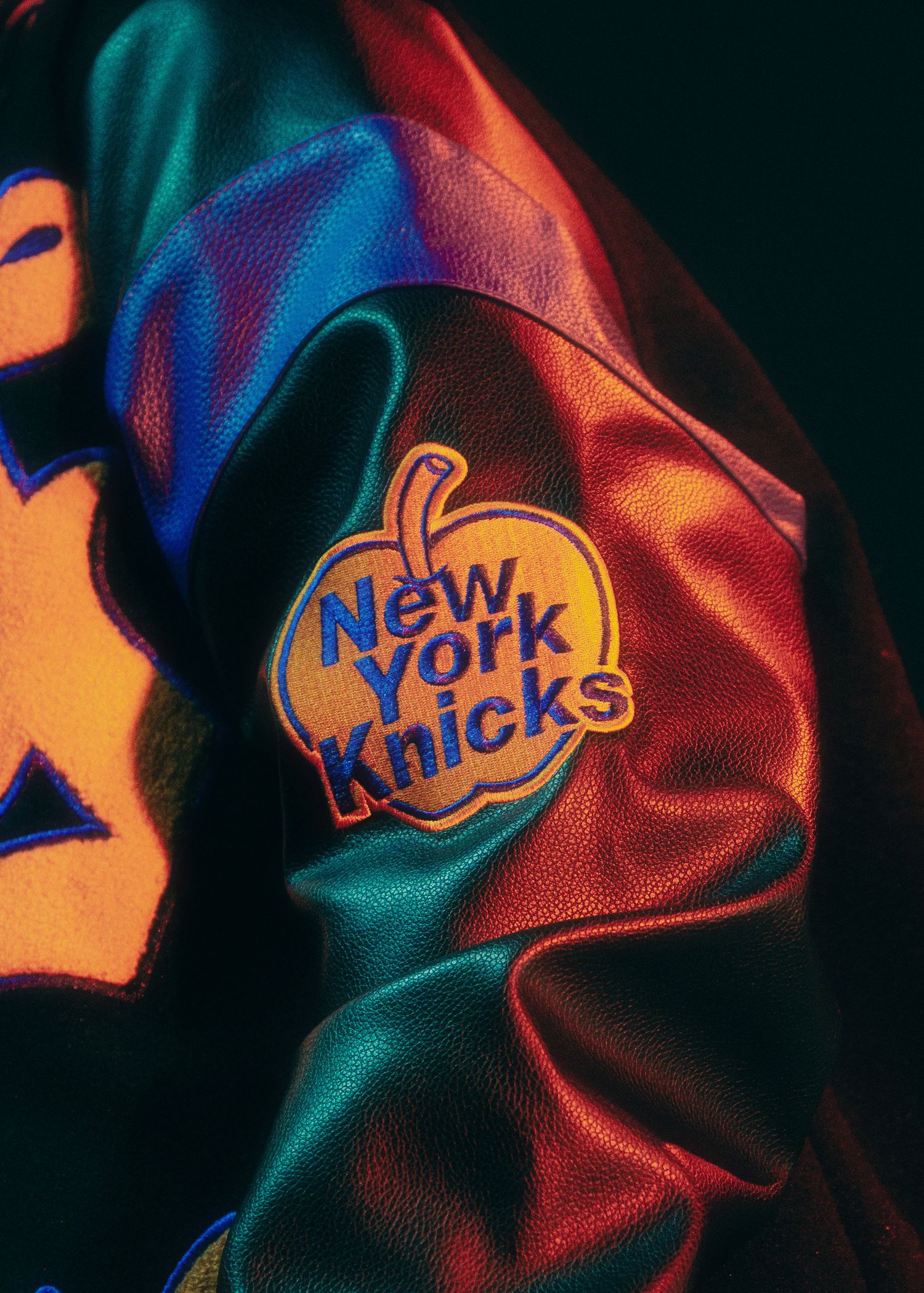 Close-up detail shot of artist jacket at a live music concert in New York