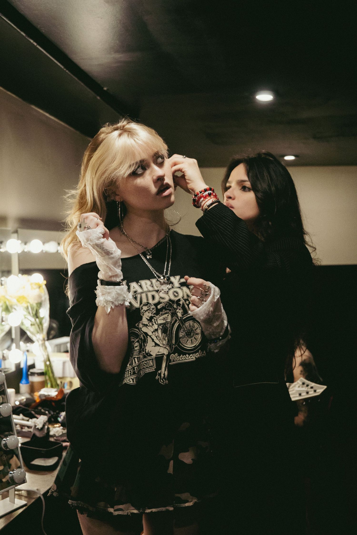 Candid behind-the-scenes photo of artist preparation before a live performance in NYC
