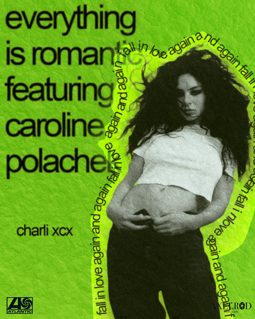 Charli xcx everything is romantic poster green