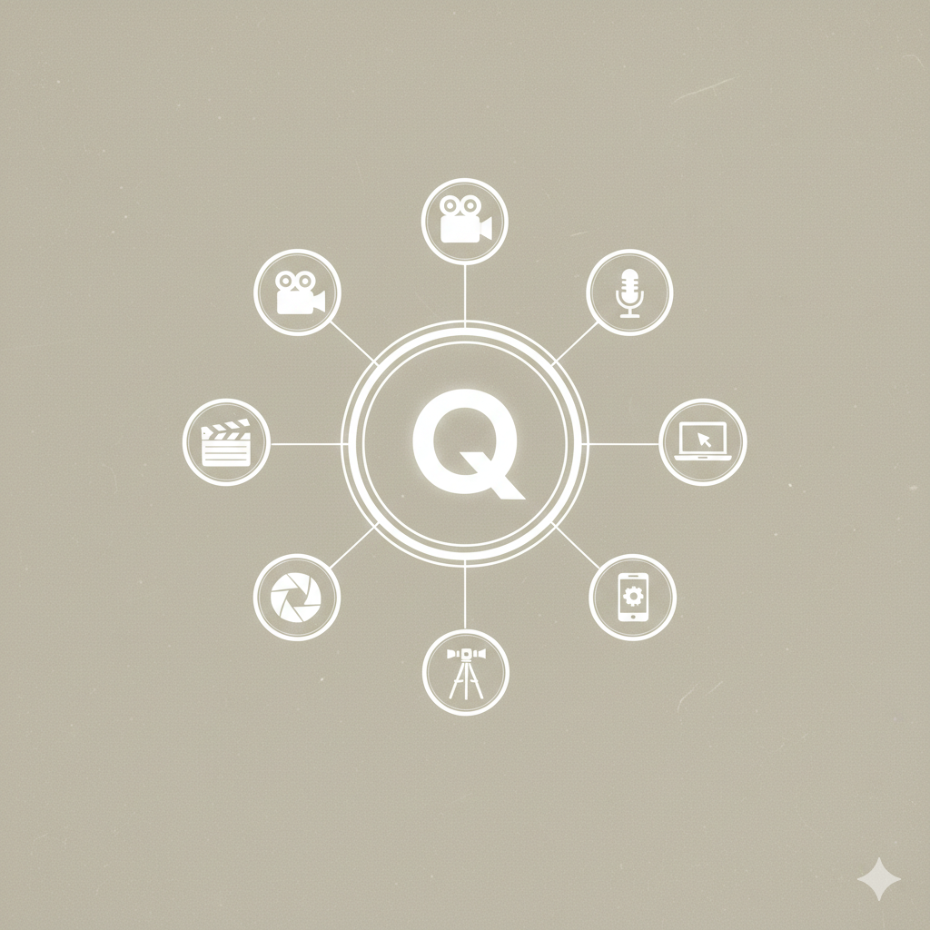 Simple icon diagram showing circular nodes connected by lines in a minimalist network or flowchart layout.
