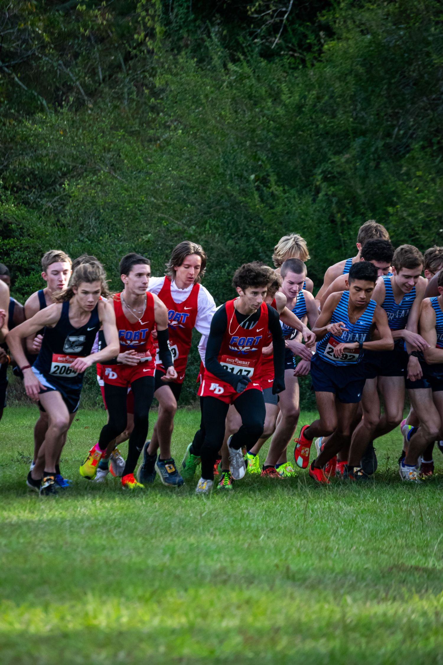 A photo of a cross-country race starting