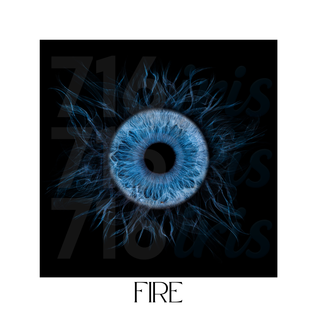 Blue glowing iris pattern design on black background creates an abstract technological eye effect.