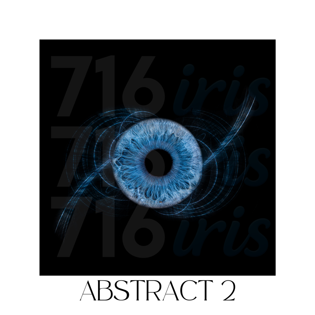 Abstract digital art of a blue human eye with numerical elements and technology-inspired patterns in dark background.
