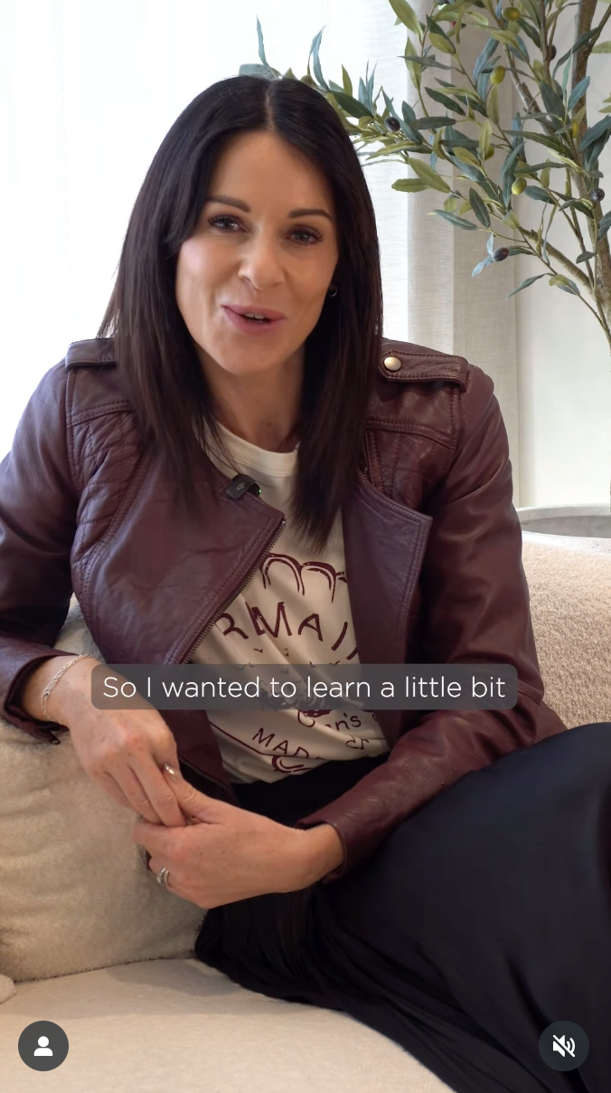 rachael ferguson content creator UGC Tutorial video frames showing someone in a brown leather jacket sitting on a couch.