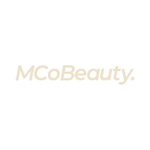 Modern beauty brand logo in light neutral colors.