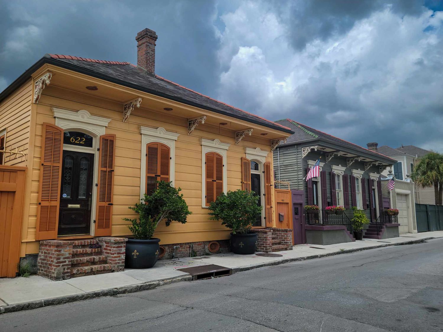 The New Orleans French Quarters as an incoming Summer Thunderstorm rolled in over the Creole Cottages.