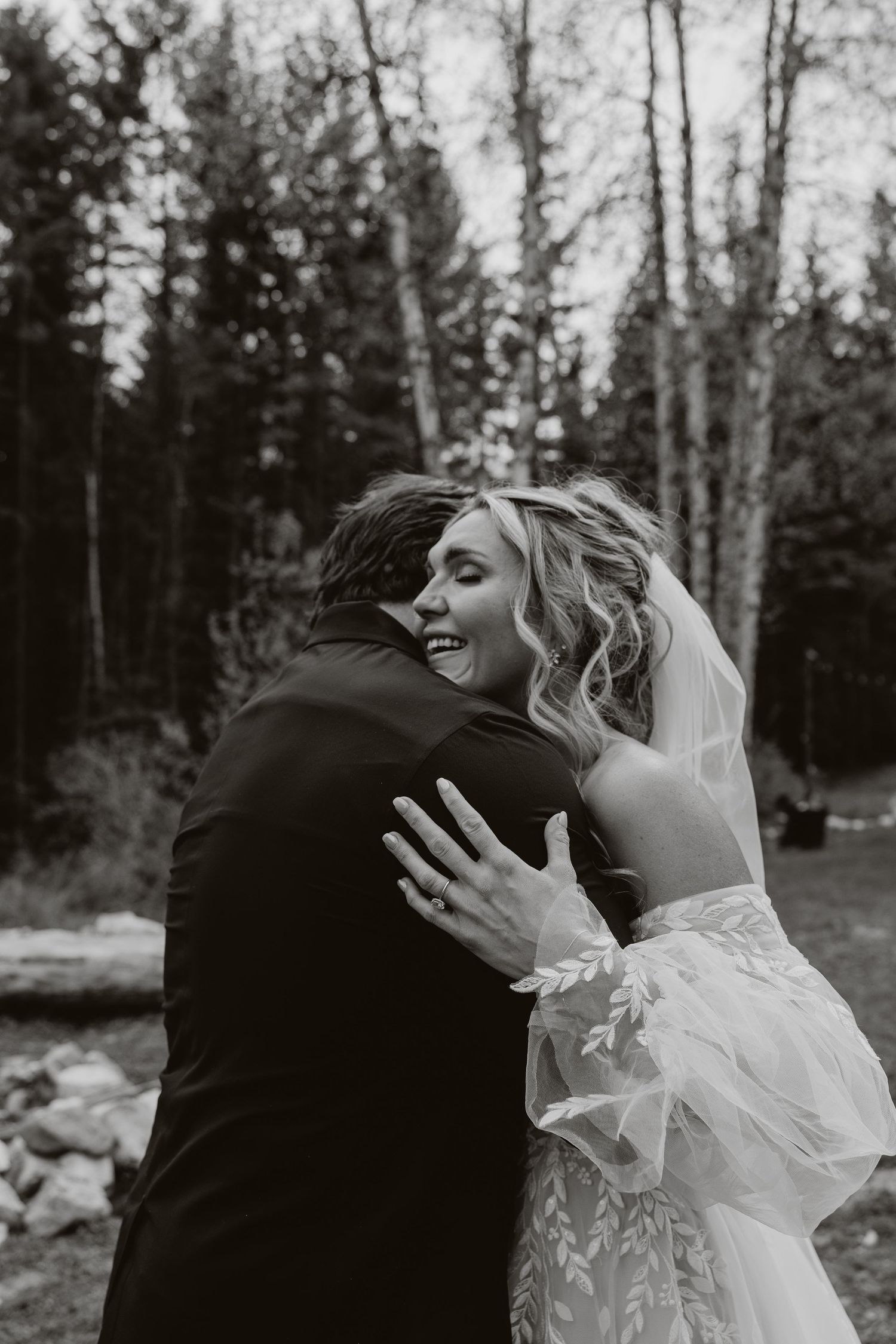 Candid documentary-style wedding photography in Banff and Calgary capturing genuine, unscripted moments with a soft western Aspen Allison
