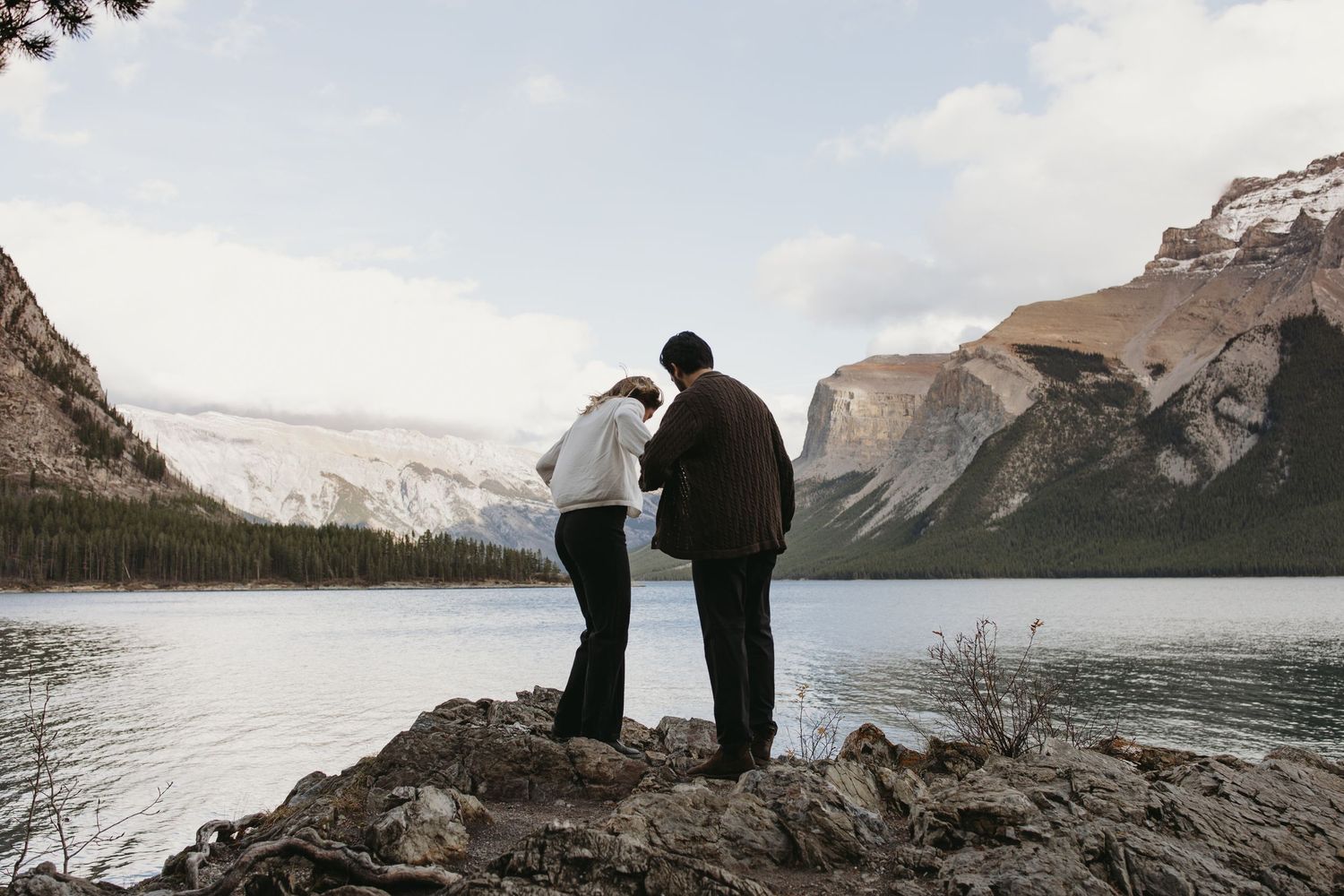Banff mountain couples session photographed in a candid, documentary style by Aspen Allison Photography