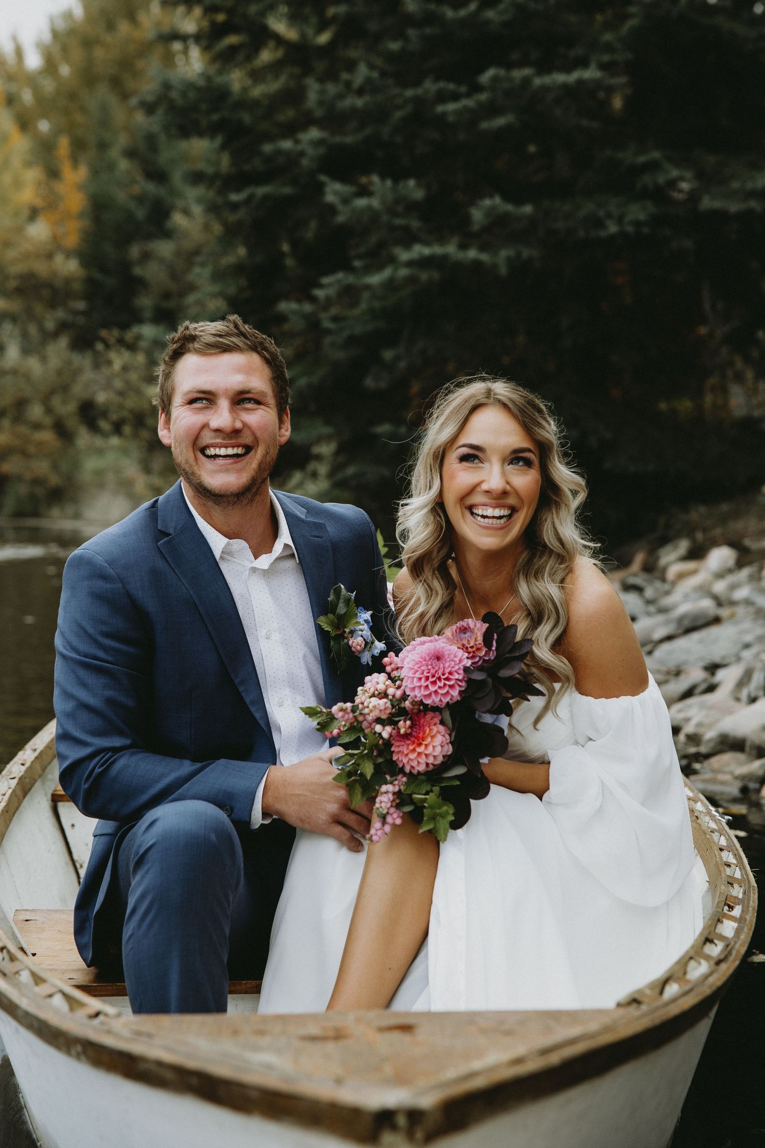 Candid documentary-style wedding photography in Banff and Calgary capturing genuine, unscripted moments with a soft western Aspen Allison