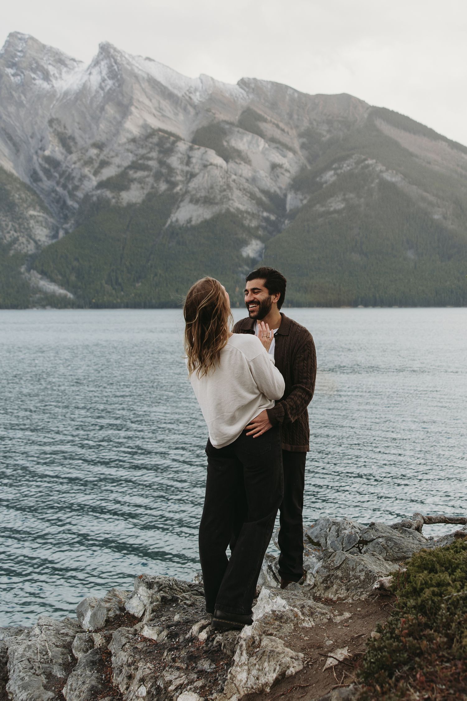 Banff mountain couples session photographed in a candid, documentary style by Aspen Allison Photography