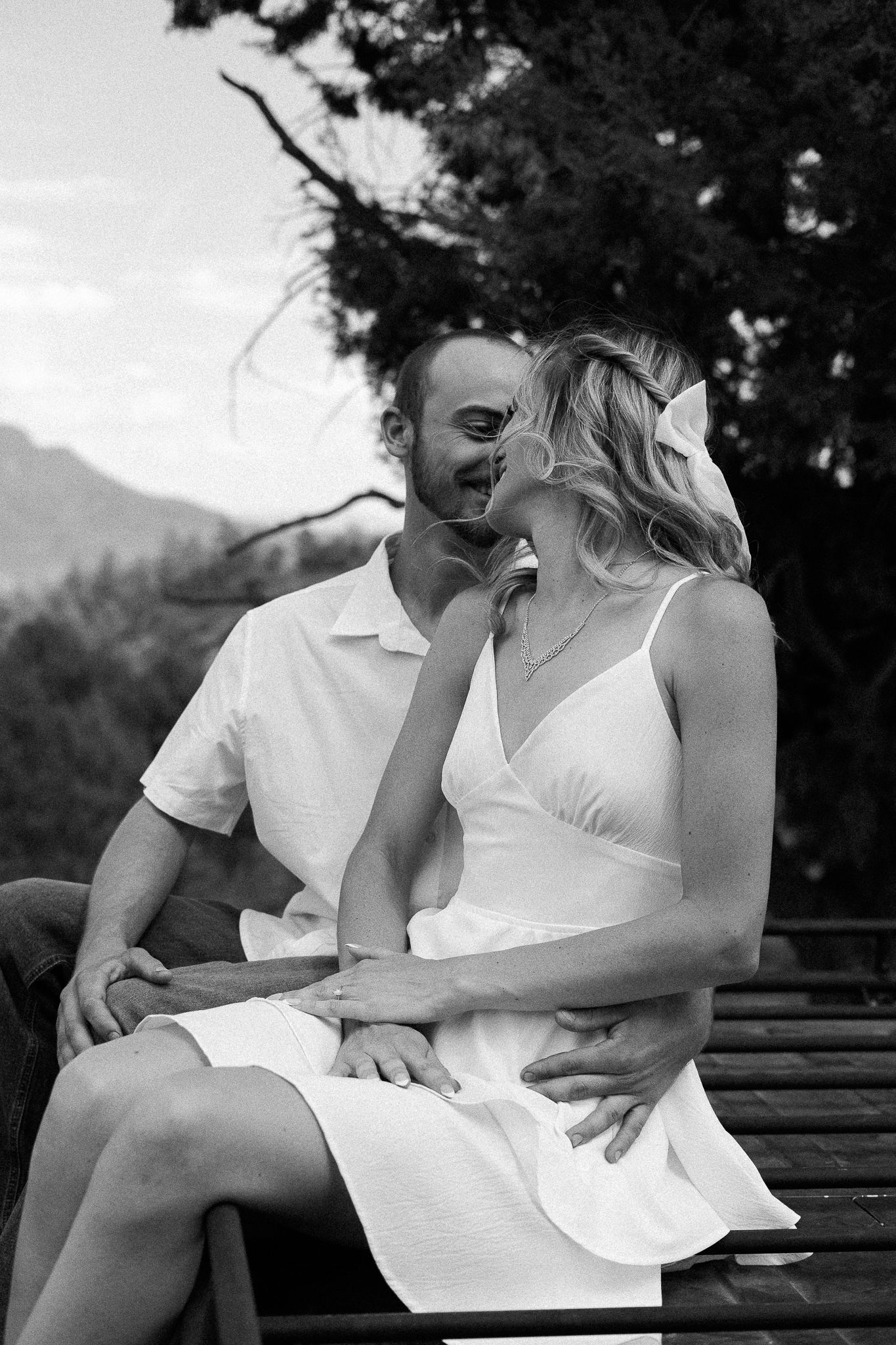 An intimate kiss as they celebrate their engagement. Arizona engagement photographer.