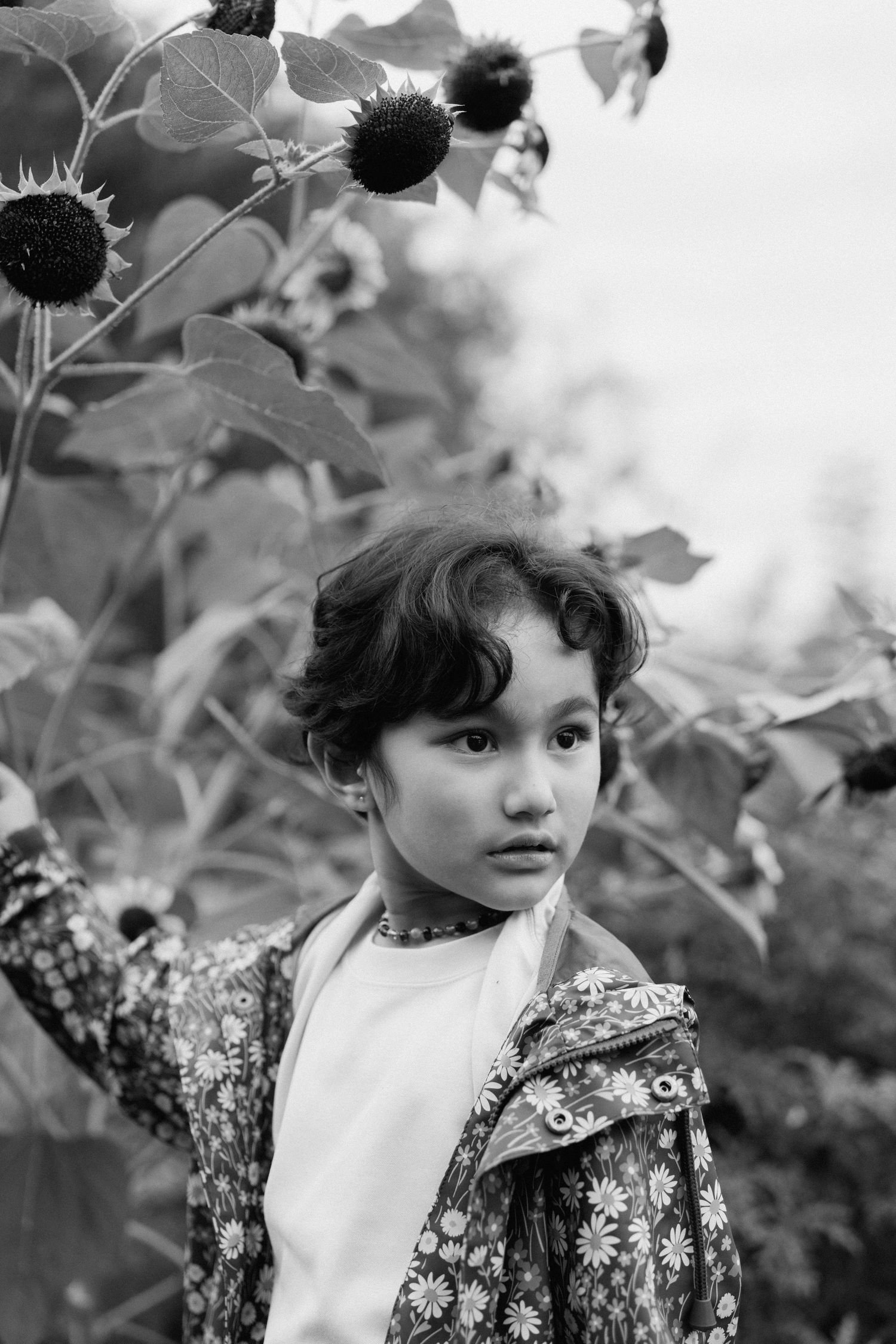 Black and white childhood portrait