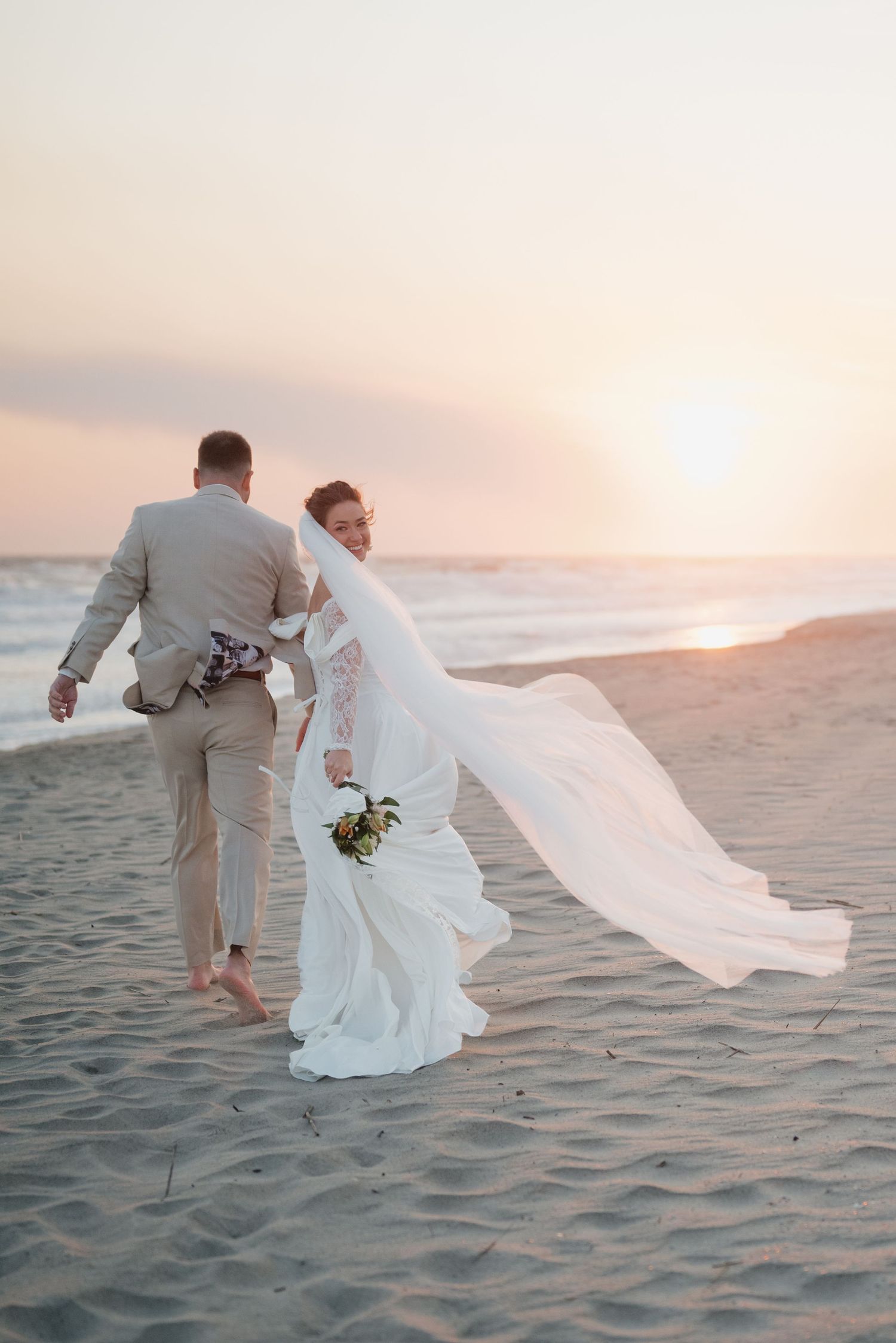 East coast beach wedding elopement