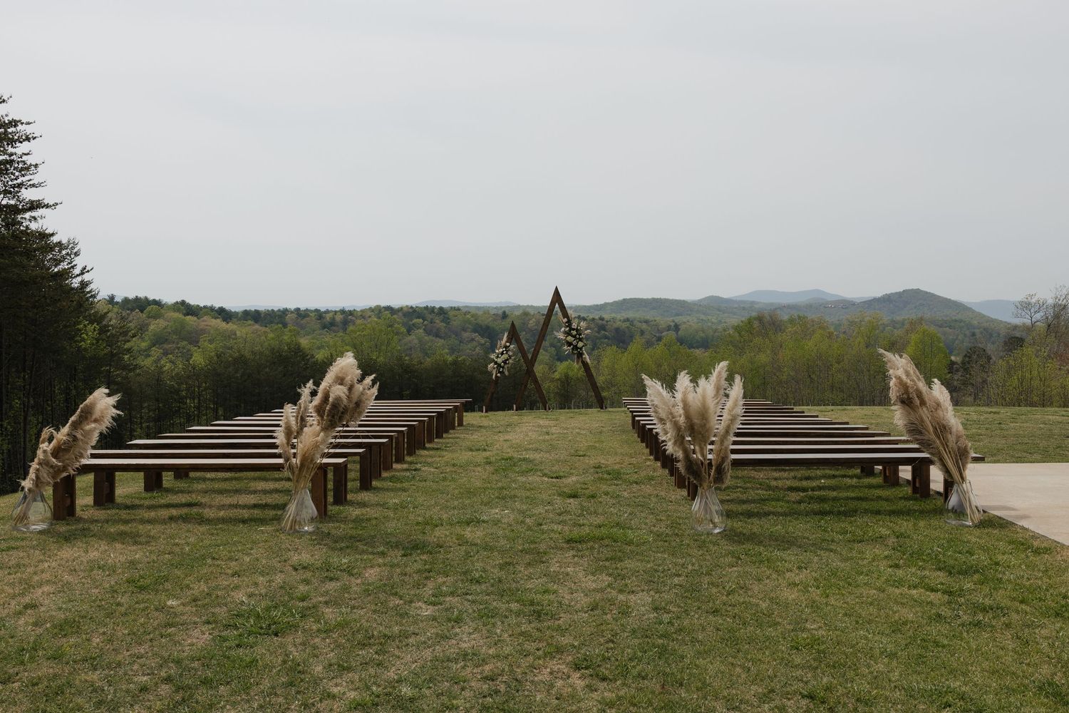 serre vineyards in Mt. Airy North Carolina wedding ceremony with mountains