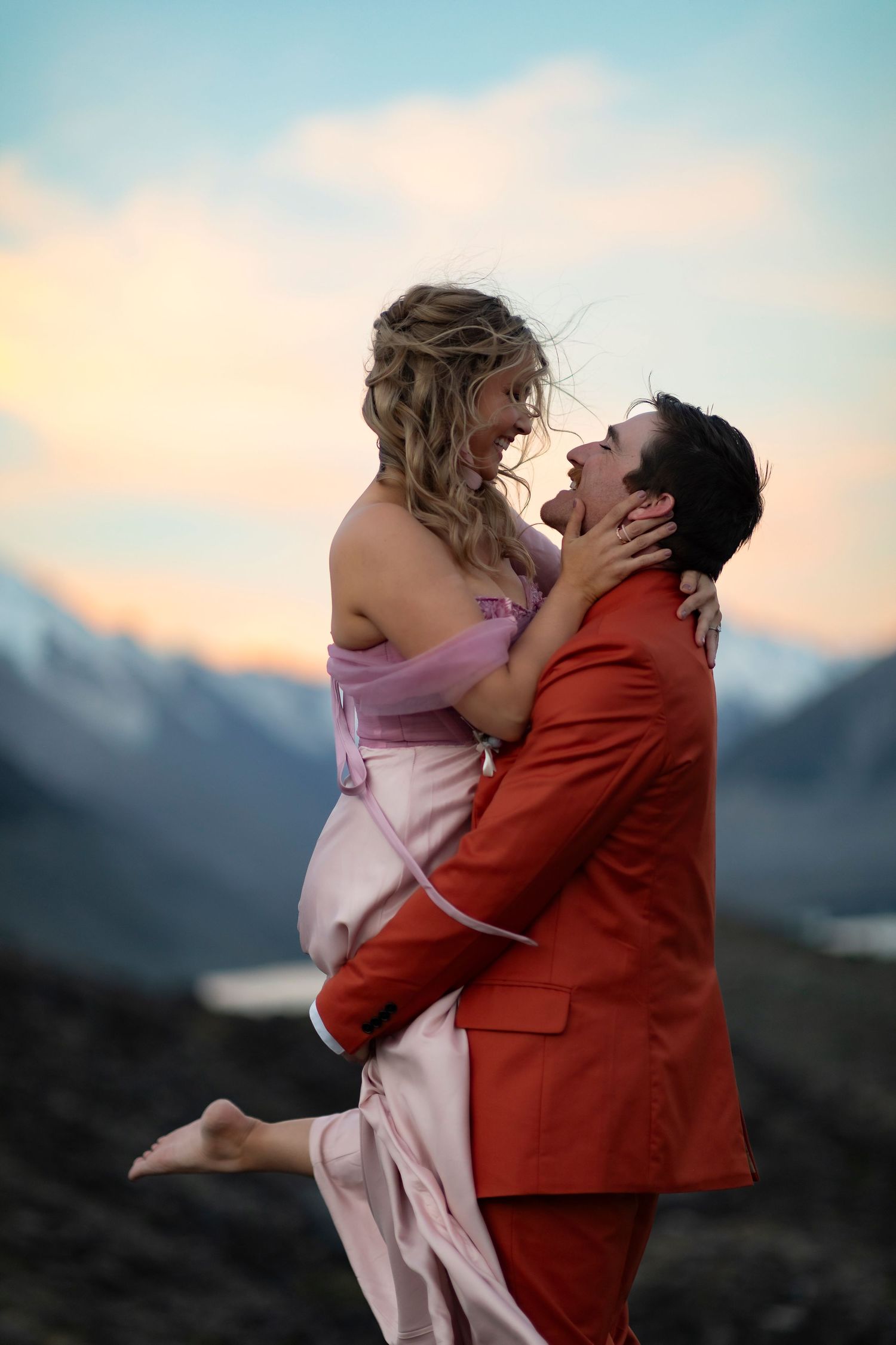 vacation and destination photography of couple in love on mountain
