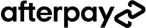 Afterpay logo in black text with distinctive rightward arrow symbol.