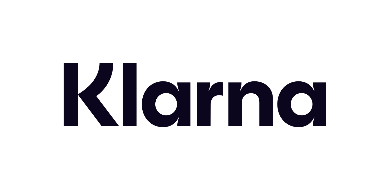 Klarna company logo in dark blue text on white background.