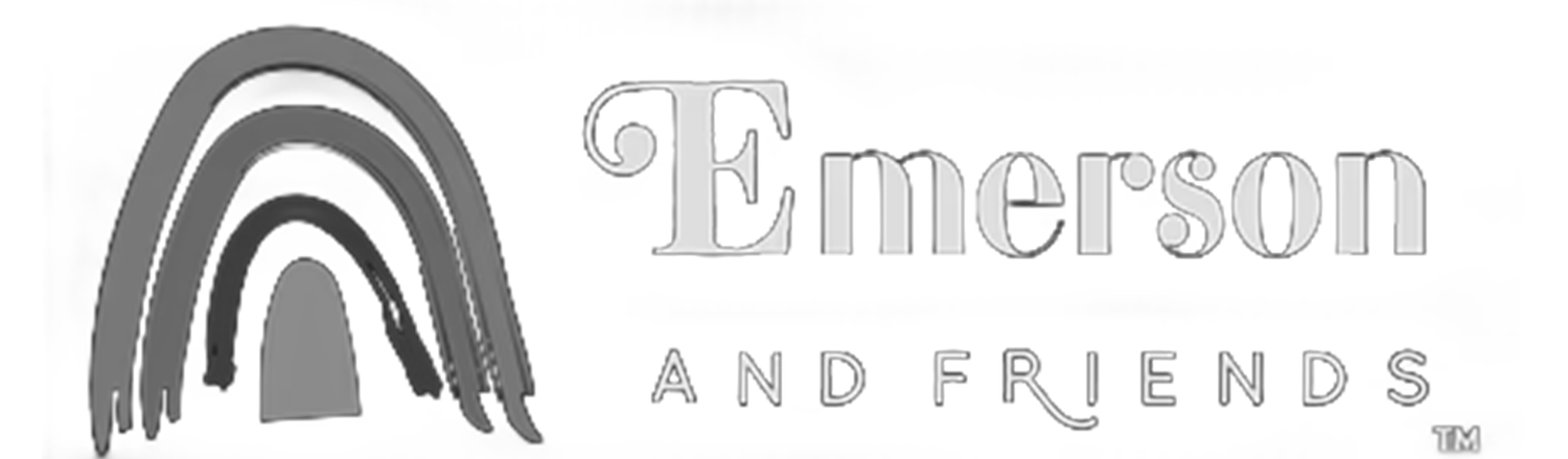 Emerson and Friends brand logo with gray rainbow arch and decorative script font.