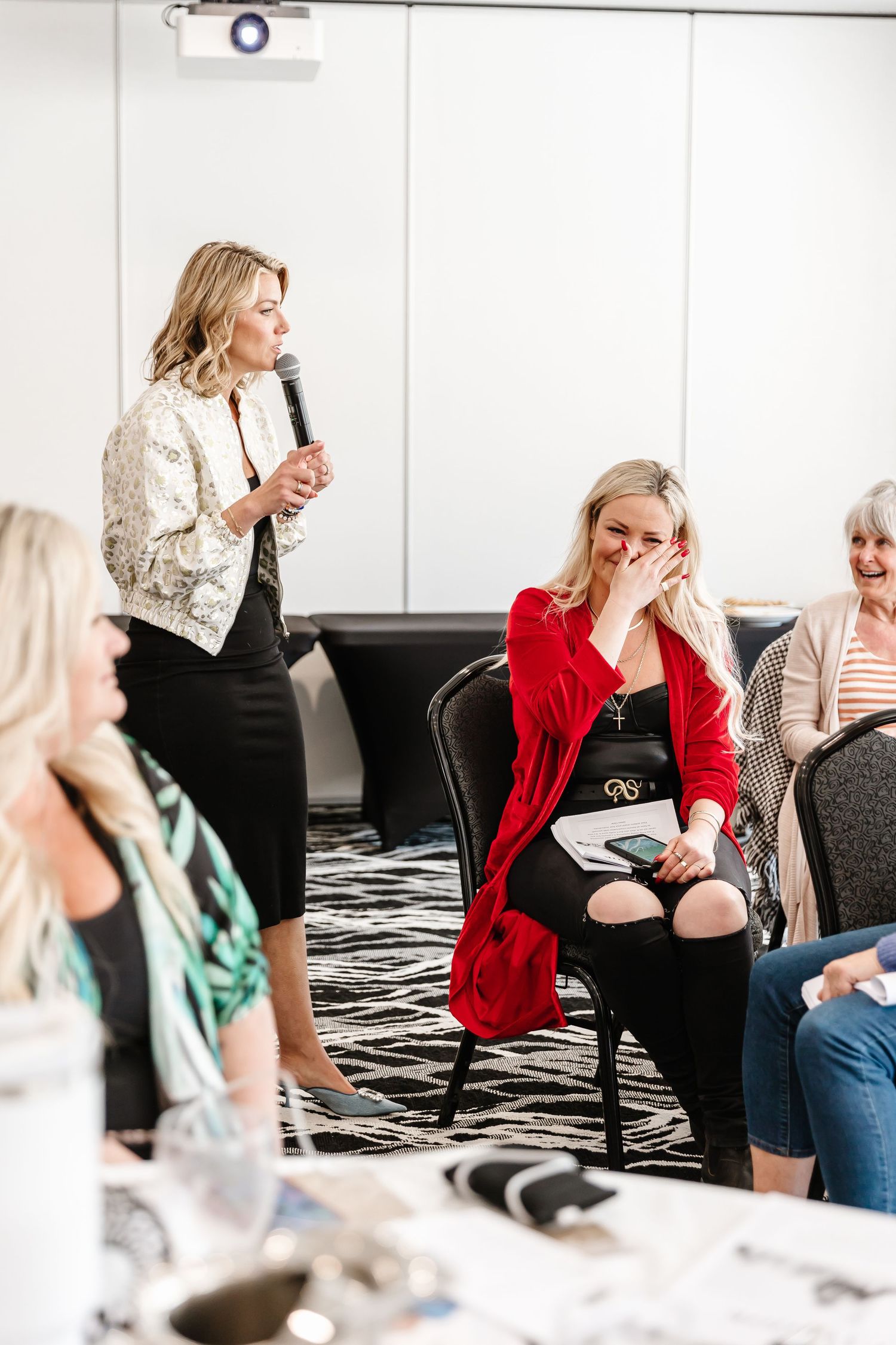 Jessica Janzen speaking at the build your brave retreat at the Watermark Resort in Osoyoos for a women's retreat