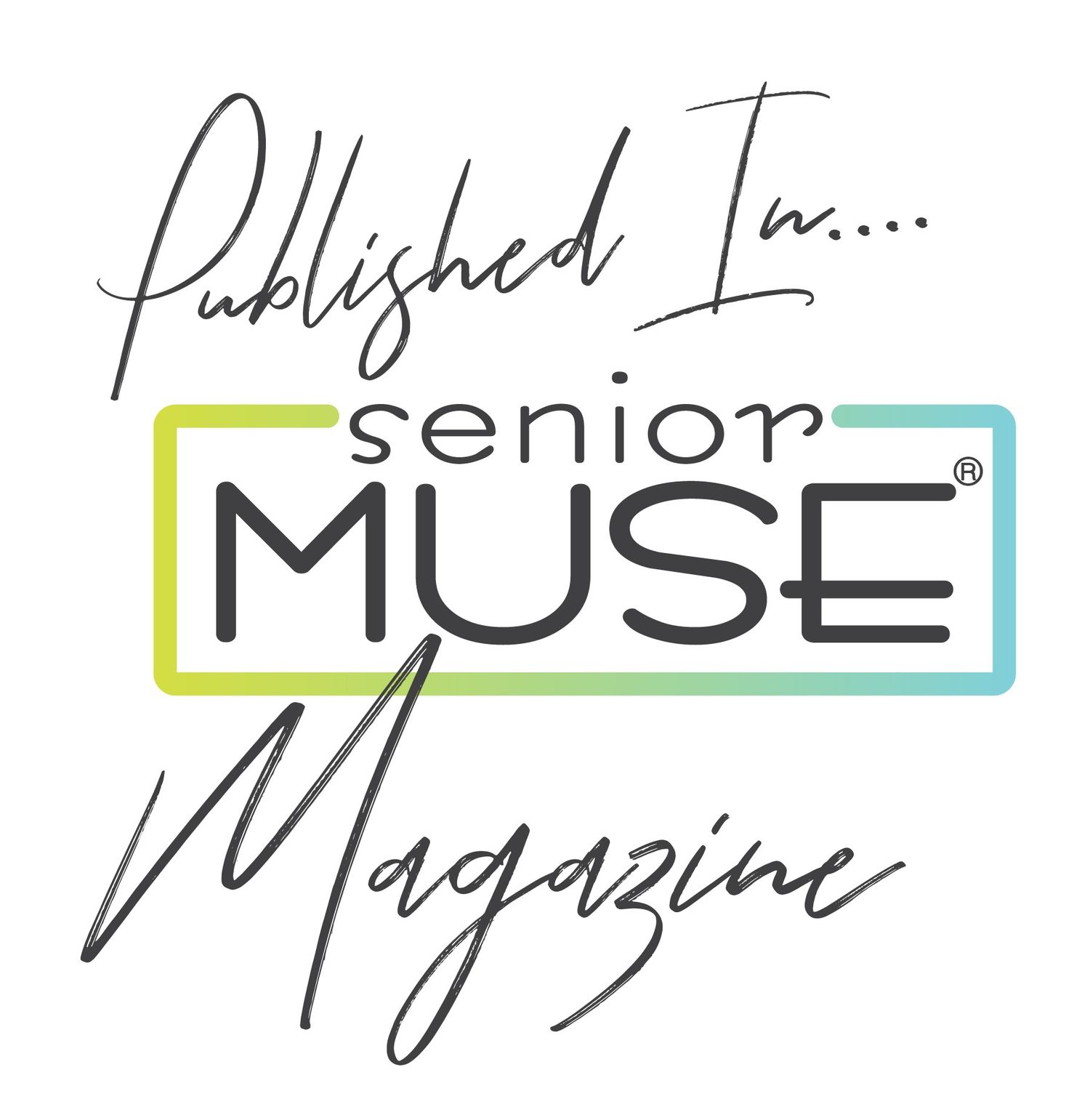 Published In Senior Muse Magazine logo badge with colorful gradient border on white background.